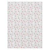 Grijs met rode bloemen op witte achtergrond retro tafelkleed (Voorkant)