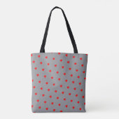 Grijs met rode harten Monogramed Letter Tote Bag (Achterkant)