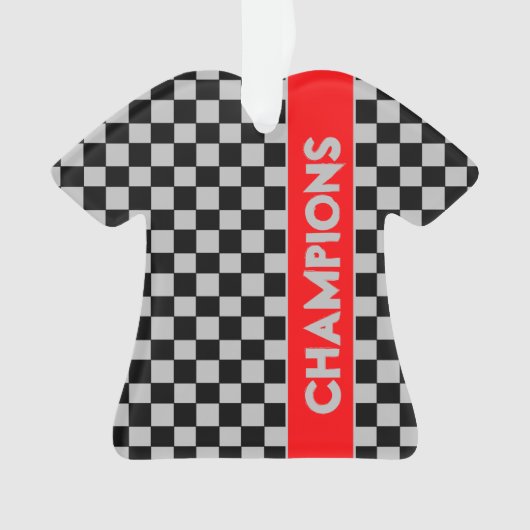 Grijs met rode sport thema ornament (voorkant)