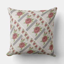 Grijs met Roos bloemmotief Kussen