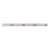 Grijs met roze diagonaal plaid satijnen lint (Voorkant)
