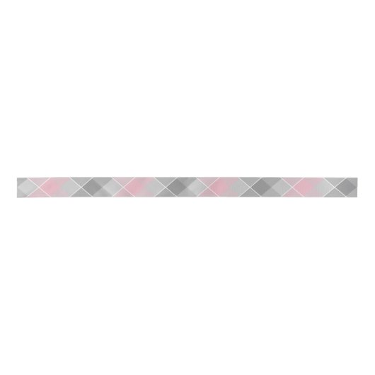 Grijs met roze diagonaal plaid satijnen lint (Voorkant)