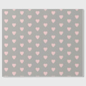 Grijs met roze harten cadeaupapier (Vlak)