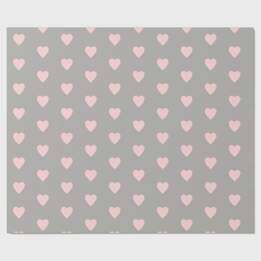 Grijs met roze harten cadeaupapier (Vlak)