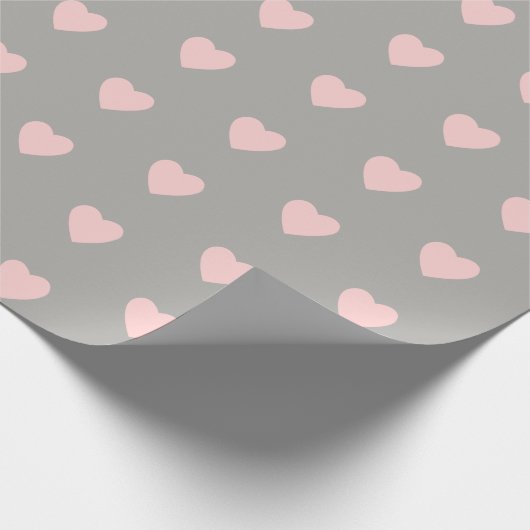 Grijs met roze harten cadeaupapier (Hoek)