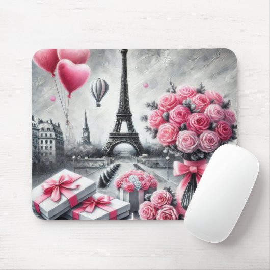 GRIJS MET ROZE PARIJSE VALENTIJNSDAG MUISMAT (Met muis)
