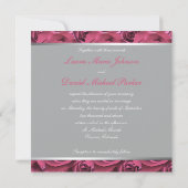 Grijs met roze rozen Monogrammed Invitation Kaart (Achterkant)