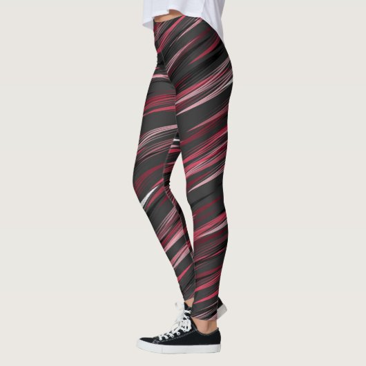 Grijs met roze strepen leggings (Links)
