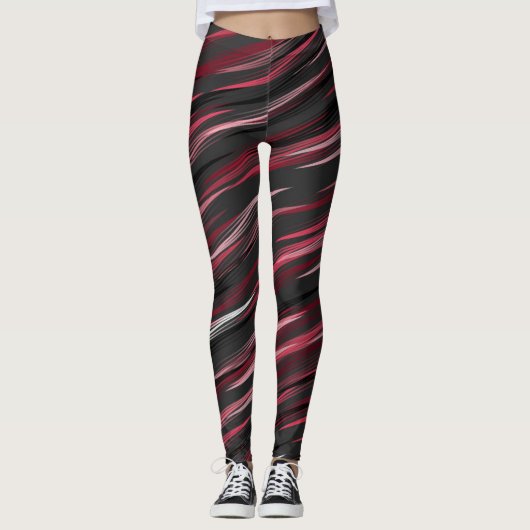 Grijs met roze strepen leggings (Voorkant)