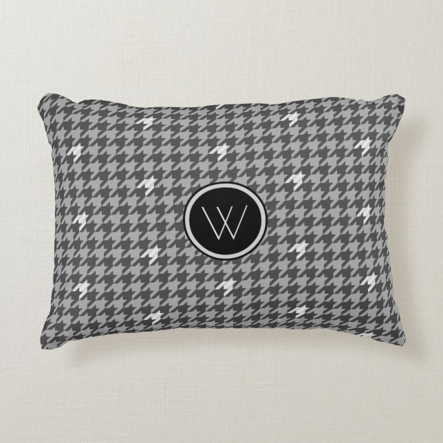 Grijs met Silver Accent Houndstooth Accent Pillow Kussen (Voorkant)