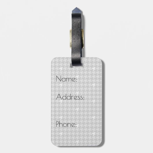 Grijs met Silver Accent Houndstooth Bagagelabel (Achterkant verticaal)