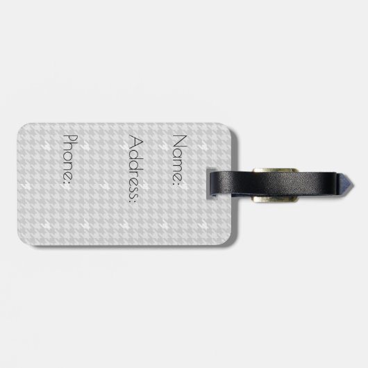 Grijs met Silver Accent Houndstooth Bagagelabel (Achterkant horizontaal)
