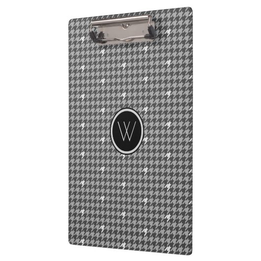 Grijs met Silver Accent Houndstooth Clipboard Klembord (Links)