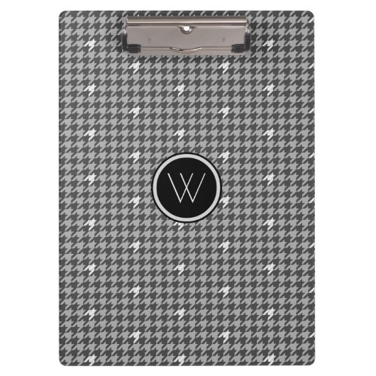 Grijs met Silver Accent Houndstooth Clipboard Klembord (Voorkant)