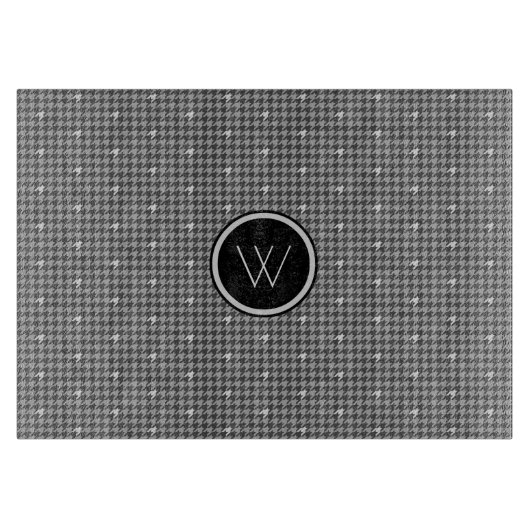 Grijs met Silver Accent Houndstooth Cutting Board Snijplank (Voorkant)