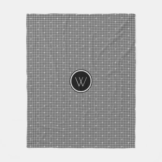 Grijs met Silver Accent Houndstooth Fleece Blanket Deken (Voorkant)