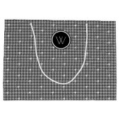 Grijs met Silver Accent Houndstooth Gift Bag Groot Cadeauzakje (Achterkant)