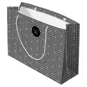 Grijs met Silver Accent Houndstooth Gift Bag Groot Cadeauzakje (Achterkant Gekanteld)
