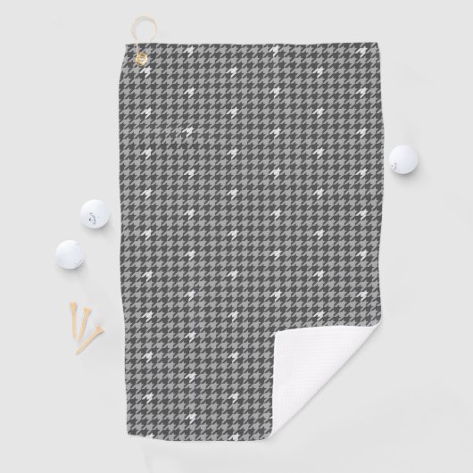 Grijs met Silver Accent Houndstooth Golf Towel Golfhanddoek (Insitu)