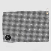 Grijs met Silver Accent Houndstooth Golf Towel Golfhanddoek (Horizontaal)