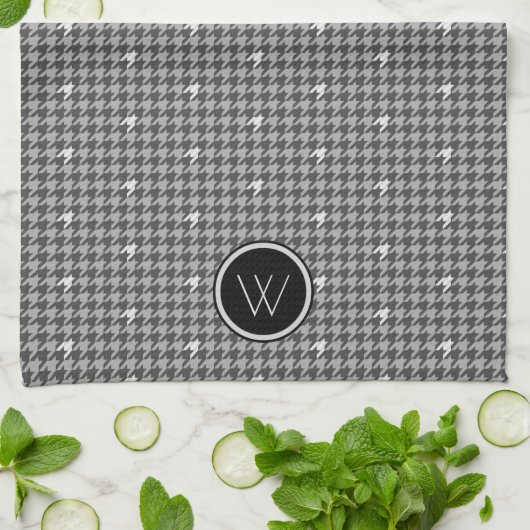 Grijs met Silver Accent Houndstooth Kitchen Towel Theedoek (Gevouwen)