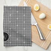 Grijs met Silver Accent Houndstooth Kitchen Towel Theedoek (Quarter Fold)