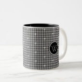 Grijs met Silver Accent Houndstooth Mok (Voorkant rechts)