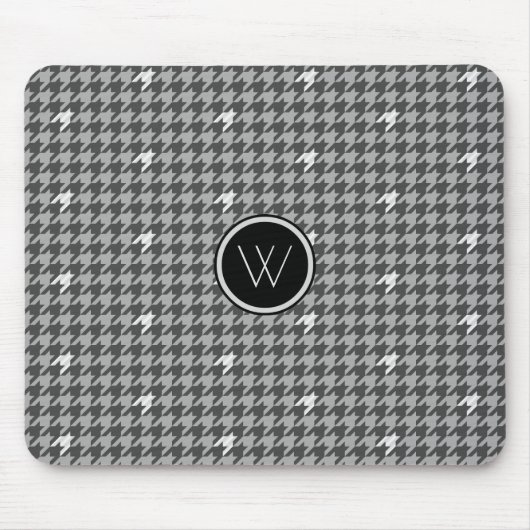 Grijs met Silver Accent Houndstooth Mousepad Muismat (Voorkant)