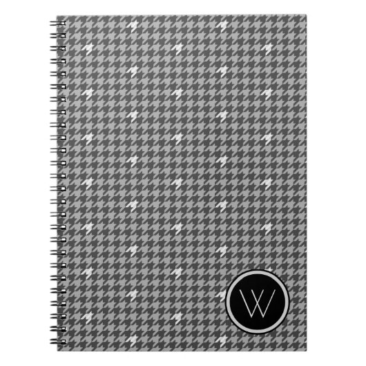 Grijs met Silver Accent Houndstooth Notitieboek (Voorkant)