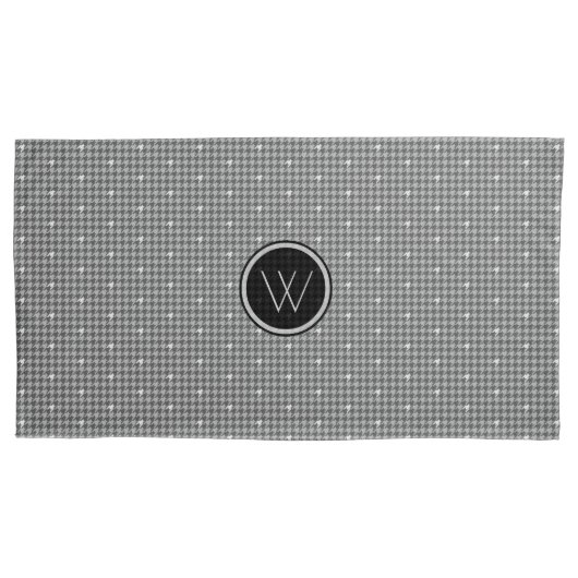 Grijs met Silver Accent Houndstooth Pillow Hoesje Kussensloop (Voorkant)