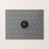 Grijs met Silver Accent Houndstooth Puzzle Legpuzzel (Horizontaal)