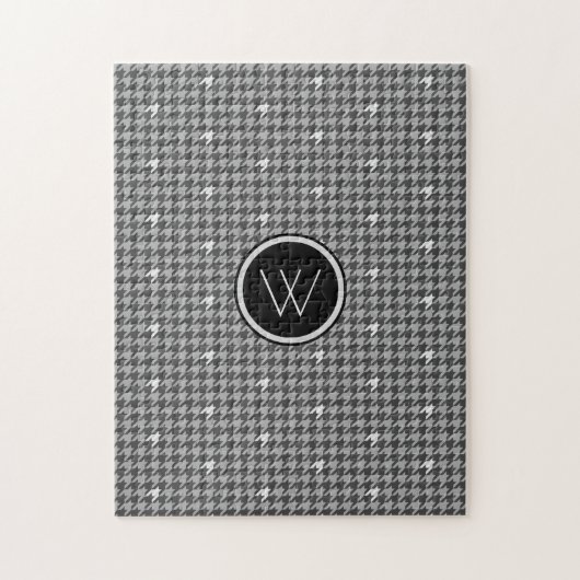 Grijs met Silver Accent Houndstooth Puzzle Legpuzzel (Verticaal)