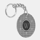 Grijs met Silver Accent Houndstooth Sleutelhanger (Voorkant Links)