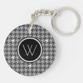 Grijs met Silver Accent Houndstooth Sleutelhanger (Achterkant)
