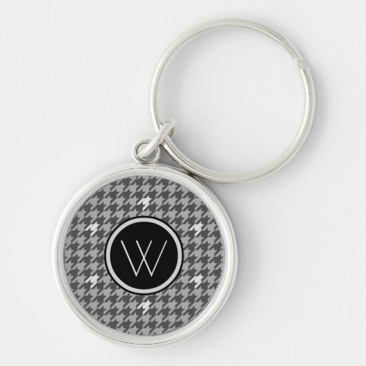 Grijs met Silver Accent Houndstooth Sleutelhanger (Voorkant)