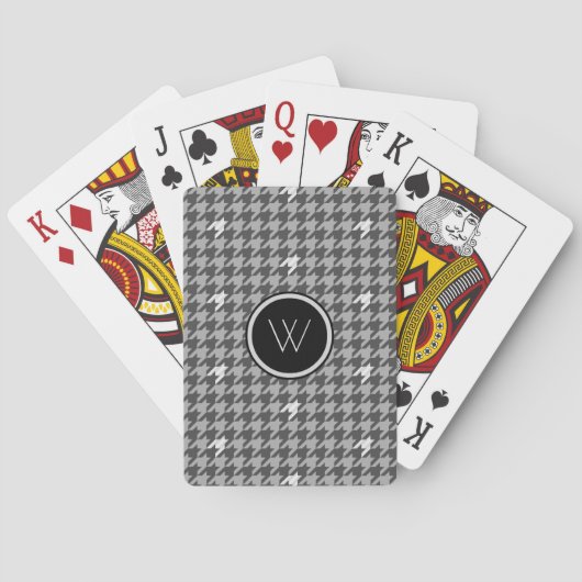 Grijs met Silver Accent Houndstooth-speelkaarten Pokerkaarten (Achterkant)