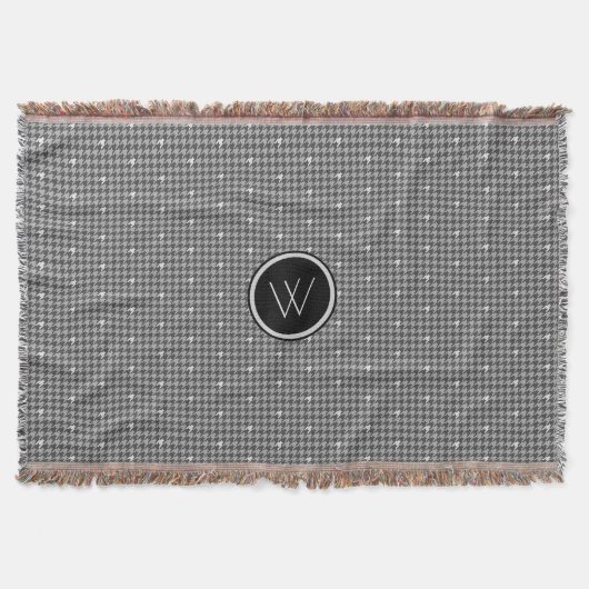 Grijs met Silver Accent Houndstooth Throw Blanket Deken (Voorkant)