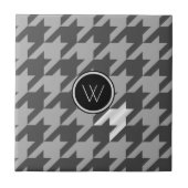 Grijs met Silver Accent Houndstooth Tile Tegeltje (Voorkant)