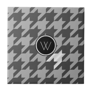 Grijs met Silver Accent Houndstooth Tile Tegeltje