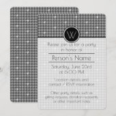 Grijs met Silver Houndstooth Party Uitnodiging (Voorkant / Achterkant)