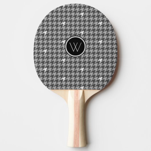 Grijs met Silver Houndstooth Ping Pong Paddle Tafeltennisbatje (Voorkant)