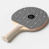 Grijs met Silver Houndstooth Ping Pong Paddle Tafeltennisbatje (Voorkant Gekanteld)