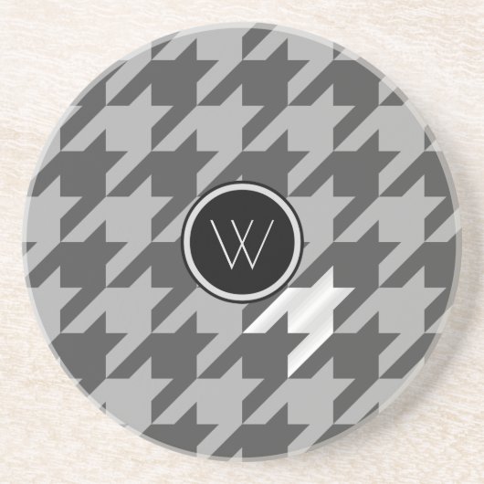 Grijs met Silver Houndstooth Sandstone Onderzetter (Voorkant)