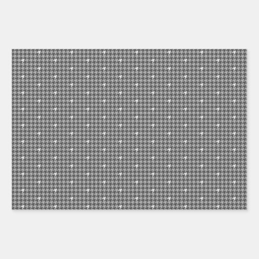 Grijs met Silver Houndstooth Wrapping Paper Set (Voorkant 3)