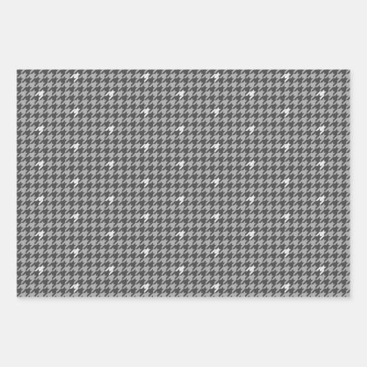 Grijs met Silver Houndstooth Wrapping Paper Set (Voorkant 2)
