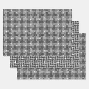 Grijs met Silver Houndstooth Wrapping Paper Set