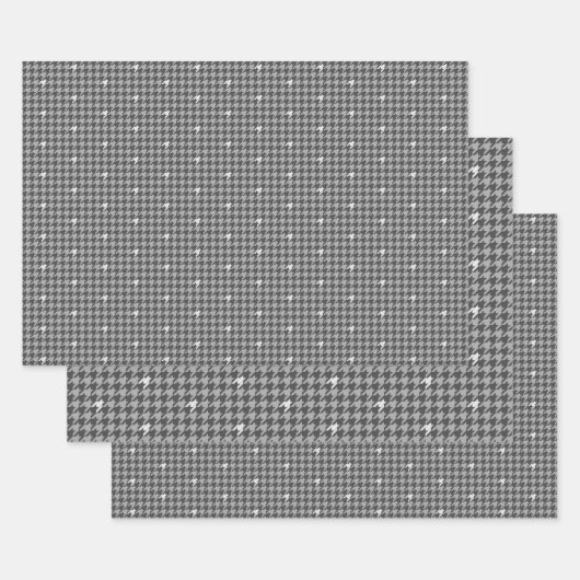 Grijs met Silver Houndstooth Wrapping Paper Set (Set)