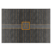 Grijs met Sinaasappel Pinstripes Glas Snijplank (Voorkant)