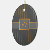 Grijs met Sinaasappel Pinstripes Ornament (Links)
