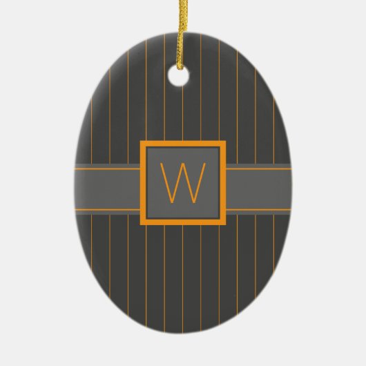 Grijs met Sinaasappel Pinstripes Ornament (Voorkant)